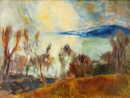 Iván Szilárd (1912-1988): Tavaszi fények a Balatonon. Olaj, farost, jelzett, üvegezett keretben, 60×80 cm