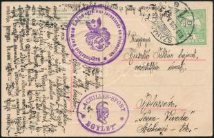 1909 Vermes Lajos (1880-1941) legendás vívómester által megírt és lepecsételt képeslap Kolozsvárra küldve, érdekes tartalommal