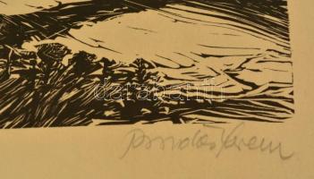 Bordás Ferenc (1911-1982): Erdő széle. Fametszet, papír, jelzett, 26×22 cm