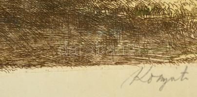 Komjáti-Wanyerka Gyula (1894-1958): Fürdőzök. Színezett rézkarc, papír, jelzett, 28×42 cm