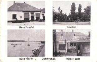 Dunavecse, templom, Németh és Ifj. Halász József üzlete (EK)