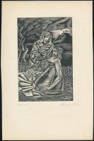 Molnár C. Pál (1894-1981): Pieta, fametszet, papír, utólagos jelzéssel, 17×11 cm