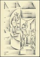 Molnár C. Pál (1894-1981): Csigalépcső, ofszet, papír, jelzett az ofszeten, 30×21 cm
