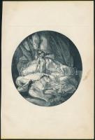 Franz von Bayros (1866-1924): Orgia, erotikus kisgrafika, heliogravűr, papír, jelzés nélkül, 14×12,5 cm