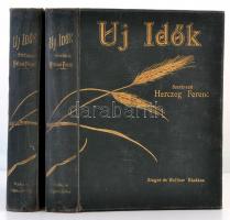 1936 Uj Idők. XLII. évfolyam. I-II. félév. (Teljes.) Szerk.: Herczeg Ferenc. Kiadói egészvászon-kötés, Wolfner Könyvkötészete, egyik kötés kissé laza