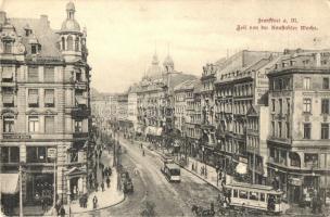 Frankfurt, Zeil von der Konstabler Wache / street view with trams, shops (fa)
