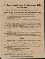 1939 Budapest Iparigazolvány kiváltásáról informáló plakát, 24x32 cm