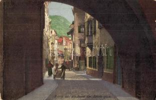 Bolzano, Bozen (Südtirol); Alt-Bozen, Dr. Streitergasse / oldtown, street view (worn corners)