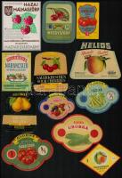 cca 1940-1970 36 db magyar üdítő, gyülölcs- és zöldségkonzerv címke, különböző méretben