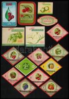 cca 1940-1970 36 db magyar üdítő, gyülölcs- és zöldségkonzerv címke, különböző méretben