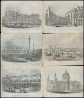 cca 1880-1900 London nevezetességei, 12 db acélmetszet, 12×15,5 cm