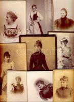 cca 1870-1890 10 db nőket ábrázoló keményhátú fotó