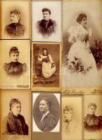 cca 1870-1890 9 db nőket ábrázoló keményhátú fotó