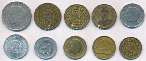 10db-os vegyes afrikai pénzérme, közte Egyiptom, Tanzánia és Marokkó T:2,2- 10pcs of various African coins, including Egypt, Tanzania and Morocco C:XF,VF