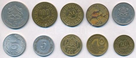 10db-os vegyes afrikai pénzérme, közte Egyiptom, Tanzánia és Marokkó T:2,2-
10pcs of various Africa...