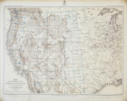 1874 Map of the USA, West of the Mississippi River, 49x61 cm