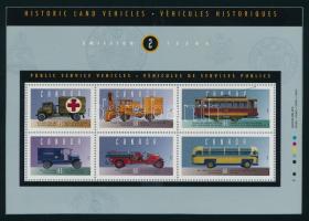 Historical commercial vehicles block in decorative holder, Történelmi haszongépek blokk díszcsomagolásban