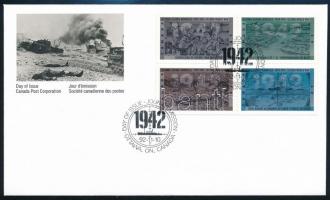 War block of 4 in decorative holder + FDC Háború négyestömb díszcsomagolásban + FDC-n