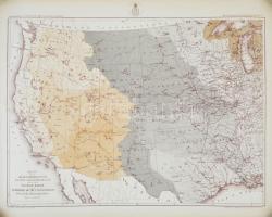 cca 1874 Map of the interior basins of the USA, West of the Mississippi River, 49x61 cm