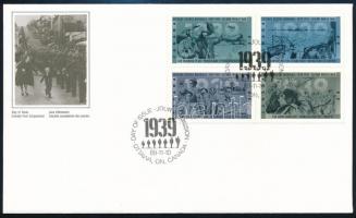 War block of 4 in decorative holder + FDC Háború négyestömb díszcsomagolásban + FDC-n