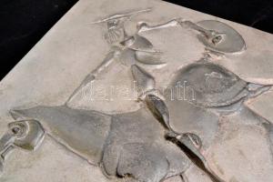 Don Quijote de la Mancha, festett gipsz falikép, jelzés nélkül, 42×43 cm