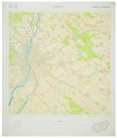 2000 7 db magyarországi területhasznosítási térkép (Budapest, Tatabánya, Paks, stb.), 69x57 cm
