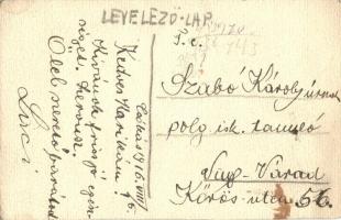 1916 Lucifer és egy Körös utcai diák. Kézzel rajzolt saját készítésű képeslap / Krampus with a stude...