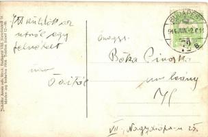 1914 Budapest II. Hűvösvölgy, pihenő katonák az úton. Telek eladási és Bíró-féle halcsontos fűző spe...