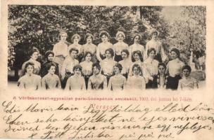 1903 Versec, Vrsac; A Vöröskereszt-egyesület parkünnepének emlékéül / to commemorate the Red Cross organizations park festival in 1903, group picture of ladies (r)