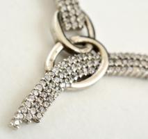 Ródiumozott ezüst (Ag.) nyaklánc, cirkónia kövekkel, jelzett, eredeti dobozában, h: 40 cm bruttó: 13...