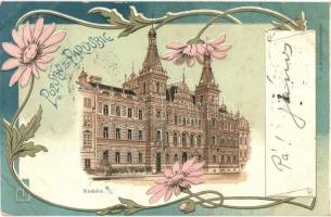 Pardubice, Radnice / town hall. Otto & Ruzicka Art Nouveau, floral, litho
