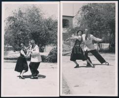 cca 1930-1940 Táncoló pár, 2 db fotó, 13x8 cm
