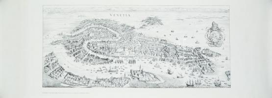 Régi városképes metszetekről készült modern nyomtatvány, 3 db, Velence, Párizs, Konstantinápoly, 28x...