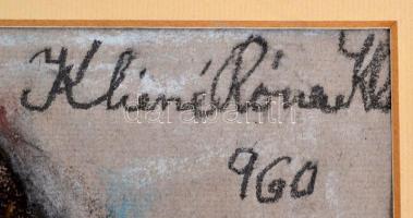 Kliené Róna Klára (1901-1987): Kisfiú virággal, pasztell, papír, jelzett, paszpartuban, 46×30 cm