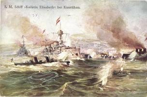 SMS Kaiserin Elisabeth, a K.u.K. haditengerészet Ferenc József-osztályú védett cirkálója / SMS Kaiserin Elisabeth, Austro-Hungarian Navy I. Franz Joseph-class protected cruiser by Kiautschou s: Heumesser + K.u.K. III. Seebataillon 10. Marschkompagnie (EK)