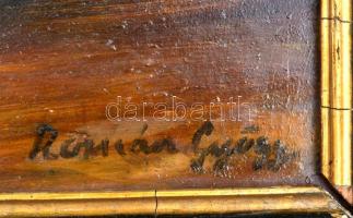 Román jelzéssel: Fekvő akt. Olaj, farost, keretben, 39×62 cm