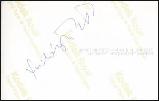 Szilágyi István (1937-) színművész hátoldalán aláírt fotólapja, 10x15 cm