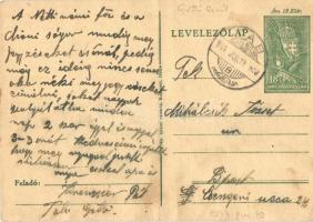 1944 A tabi zsidó templom udvarán felállított gettóból feladott levelezőlap / Letter from the ghetto of the Hungarian synagogue of Tab. Judaica (fa)