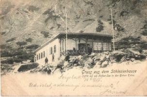 1989 Tátra, Magas Tátra; Schleiserhaus, Felker-See / Sziléziai ház a Felkai tónál, menedékház / rest house (EK)