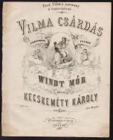 1854 Windt Mór: Vilma csárdás, kiadja Rózsavölgyi és Társa, régi kotta