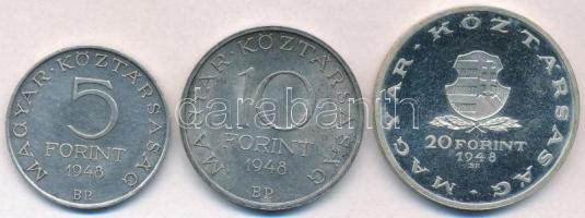 1948. 5Ft Ag "Petőfi" + 10Ft Ag "Széchenyi" + 20Ft Ag "Táncsics" - &qu...