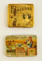 Pricesas és Dimitrino fém cigarettás doboz, kopásnyomokkal, 8x9x2 és 7x11x2 cm