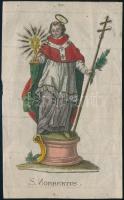 cca 1800 Szent Norbert, szentkép, színezett litográfia, 15x9 cm