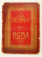 cca 1890 Ricordo di Roma 48 kép 24 oldalon. Litográf leporello. Kissé sérült papírborítóval / Lithographic leporello of Rome with 48 images 15x20 cm