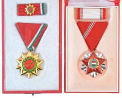 1966. "Szocialista Hazáért Érdemrend" zománcozott, aranyozott Br kitüntetés mellszalagon, szalagsávval, eredeti tokban + 1969. "Felszabadulási Jubileumi Emlékérem" aranyozott, zománcozott Br kitüntetés mellszalagon, miniatűrrel szalagsávon, eredeti tokban T:1-  NKM.: 711., 712.