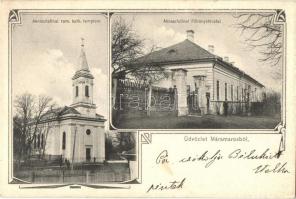 Aknaszlatina, Slatinské Doly, Solotvyno; Főbányahivatal, római katolikus templom / church, mine office. Art Nouveau