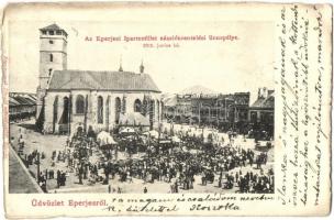 1901 Eperjes, Presov; Ipartestület zászlószentelési ünnepélye május elsején. Divald / flag consecration of the Association of Craftmens Corporations (kis szakadás / small tear)