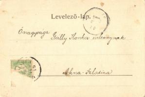 Marosújvár, Ocna Mures; utcakép, szamár szekér, templom, postás. Alfred Adler kiadása / street view ...