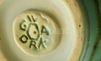 Füles kiöntő, mázas kerámia, jelzett Gorka Iparművészeti Vállalat, hibátlan, m: 16 cm