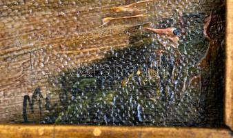 Mednyánszky jelzéssel: Patak parti fák. Olaj, vászon, sérült keretben, 22×17 cm